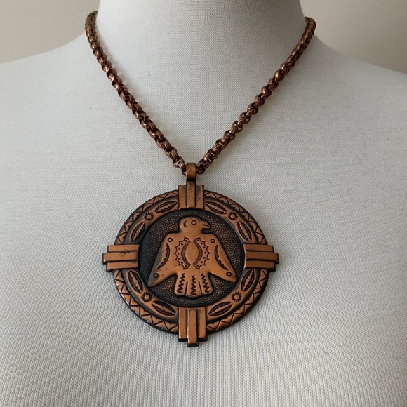 VTG Native American Inspired Thunderbird Necklace - Picture 1 of 4